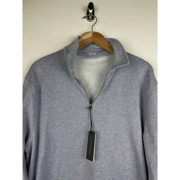 NWT J. Hilburn Men's Light Blue 100% Cotton Quarter Zip Pullover - Picture 3 of 8